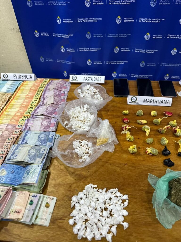 Allanamientos antidrogas en Rivera droga durante varios procedimientos.